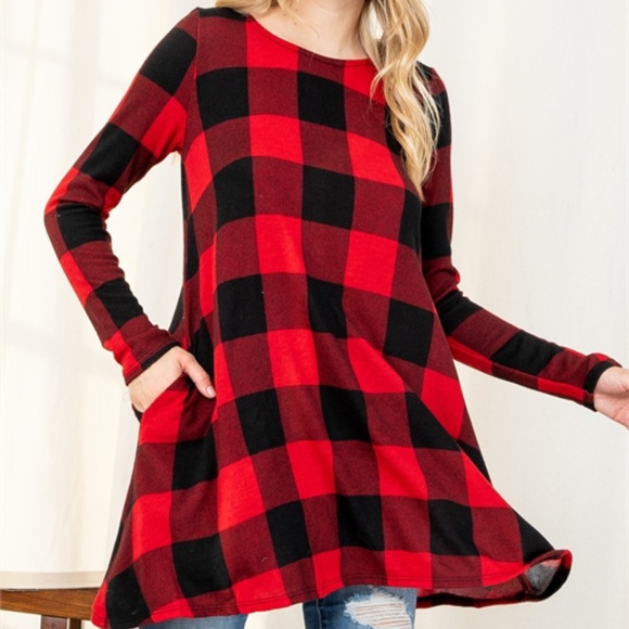 HACCI PLAID POCKET TUNIC TOP - Picture 8 of 13